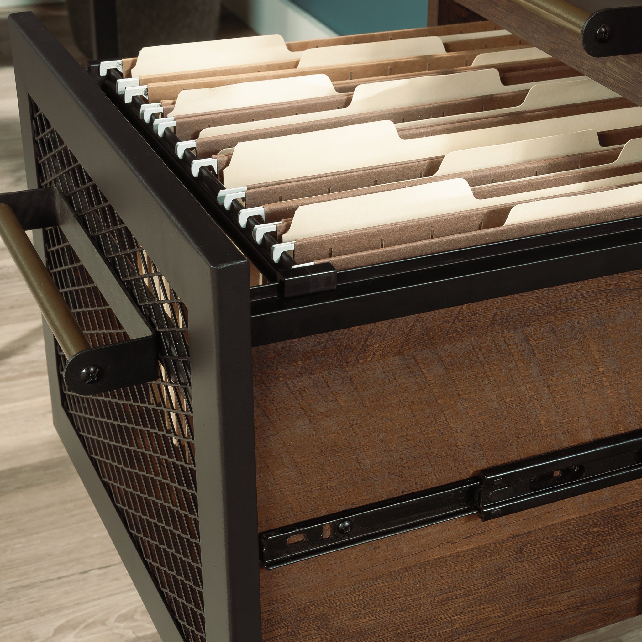 Desk With Hutch, Brown finish