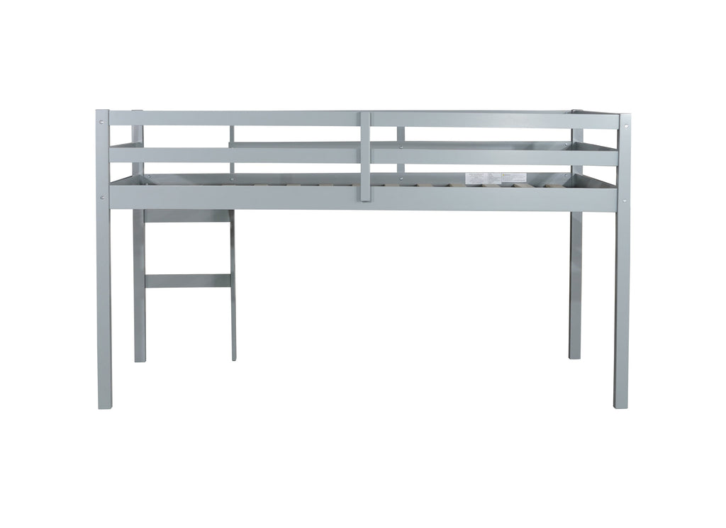Solid Wooden, Rubber Wooden Twin Loft Bed with Ladder, Bed Platform of Strengthened Slats , Grey
