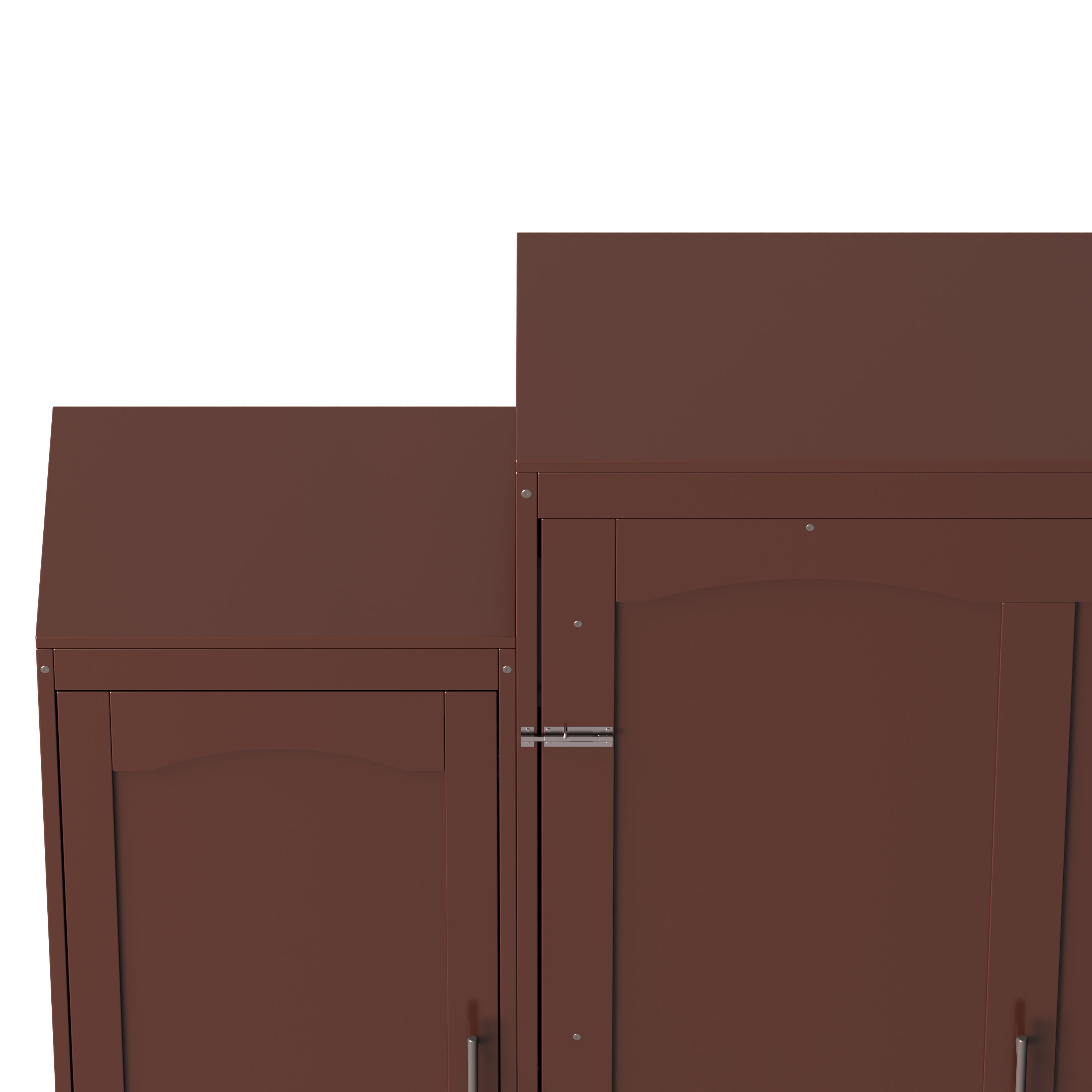 Full Size Murphy Bed, Wooden Full Wall Bed with 2 Wardrobe and Storage Shelf, Multifunctional Foldable Platform Bedframe for Guest-Room, Bedroom, Walnut