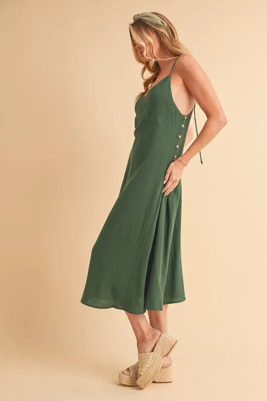 Aemi+Co Side Button Midi Cami Dress