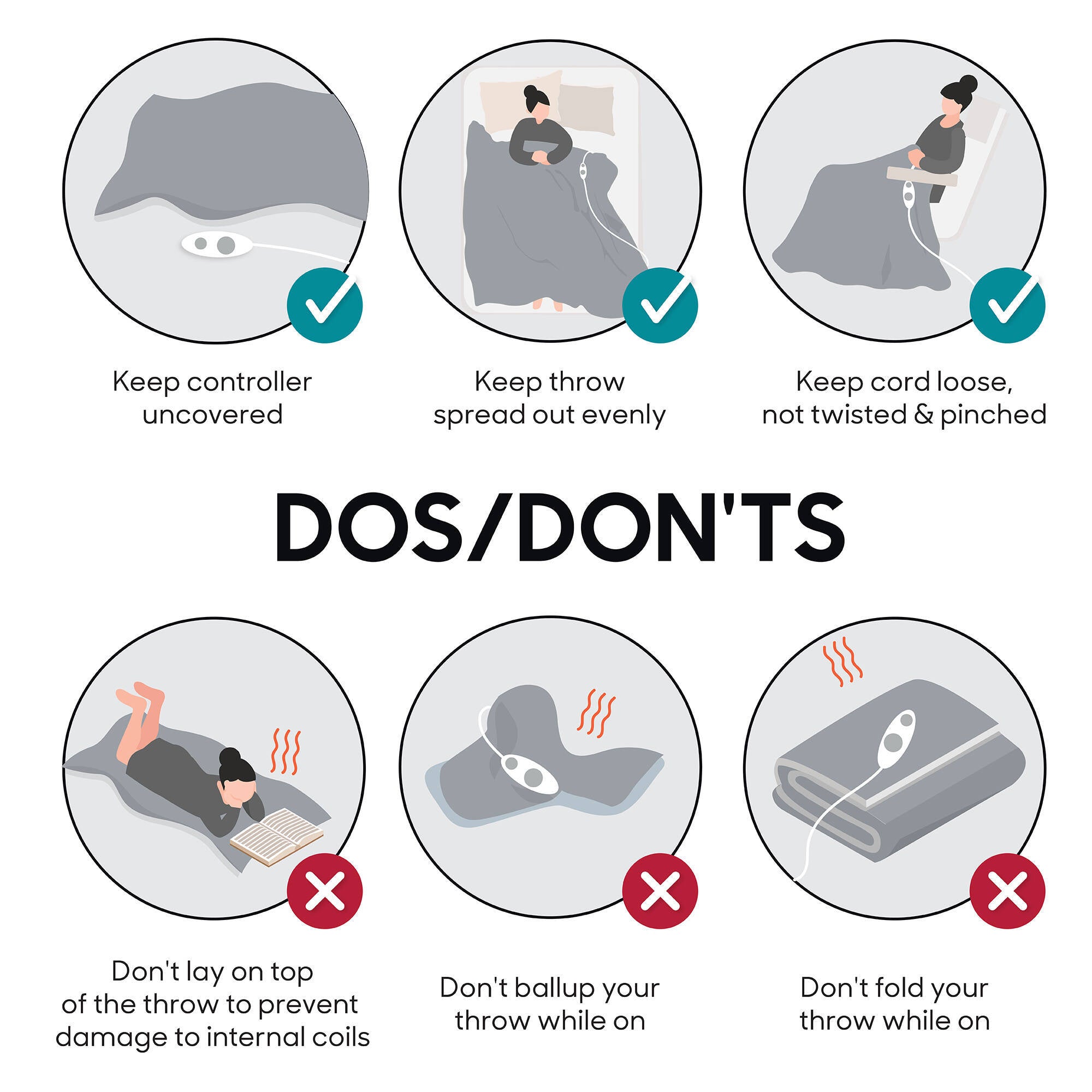 1 PCS 50x60' Dream Soft Heated Throw Grey Geo