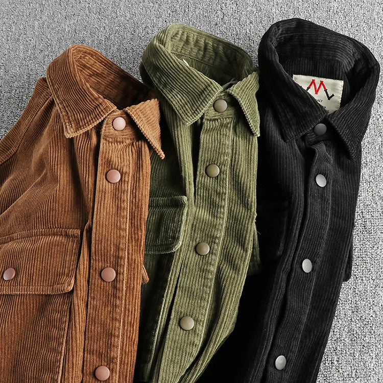 Corduroy Button Up Long Sleeve Jacket