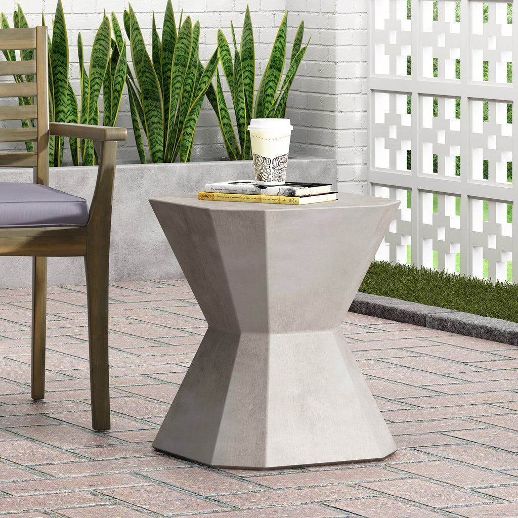 Modern Outdoor Lightweight Concrete Side Table in Natural Color
