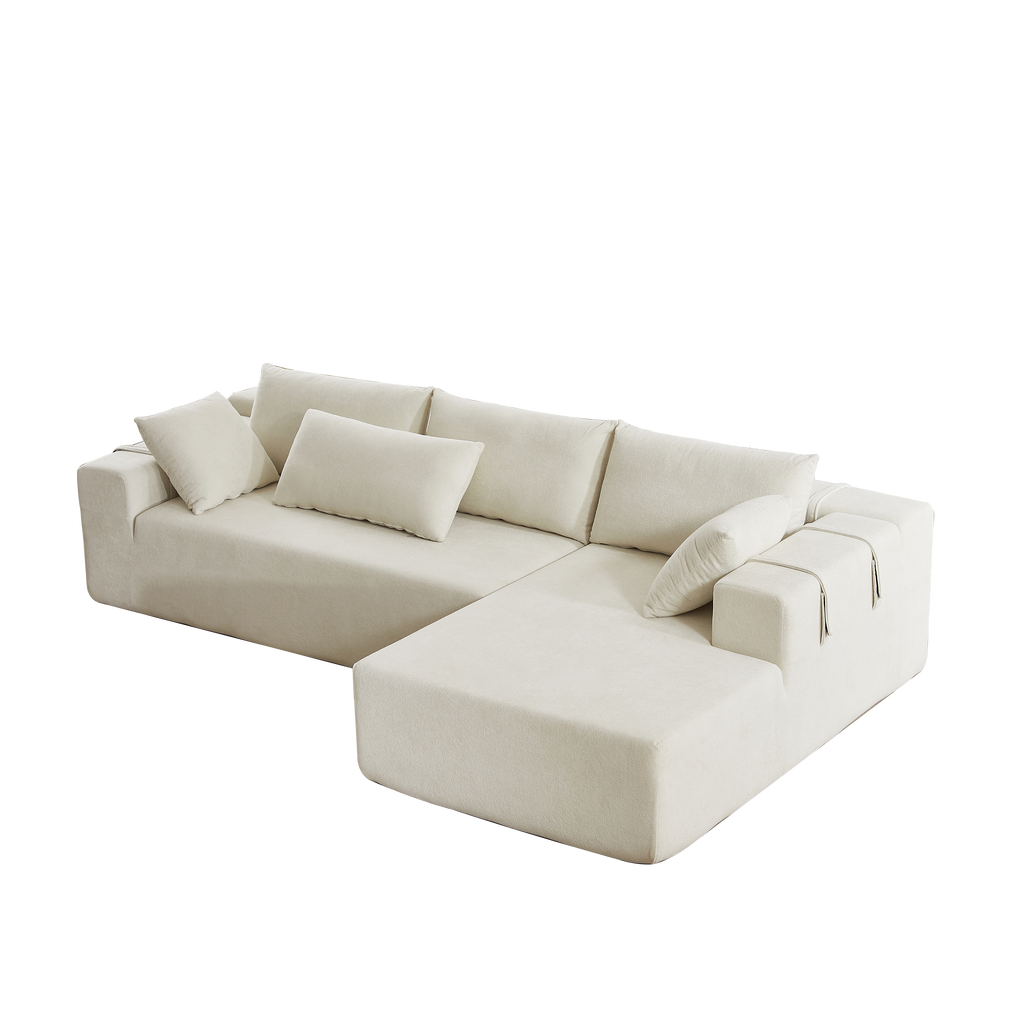 Modern Chenille Upholstered Sectional Sofa Couch Set,Modular 108' L Shaped Sectional Living Room Sofa Set With 6 Pillows,Free Combination Sofa Couch for Living Room,Bedroom(Right Chaise)