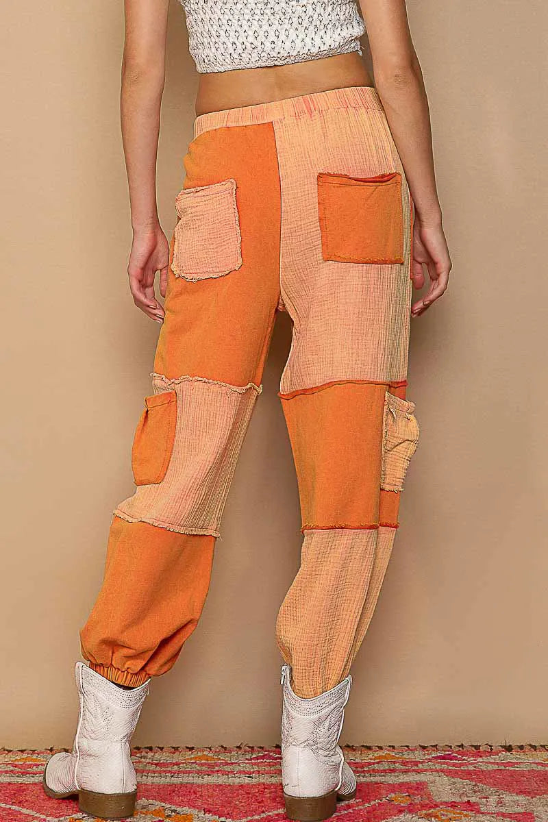 POL Drawstring Pocketed Contrast Jogger Pants