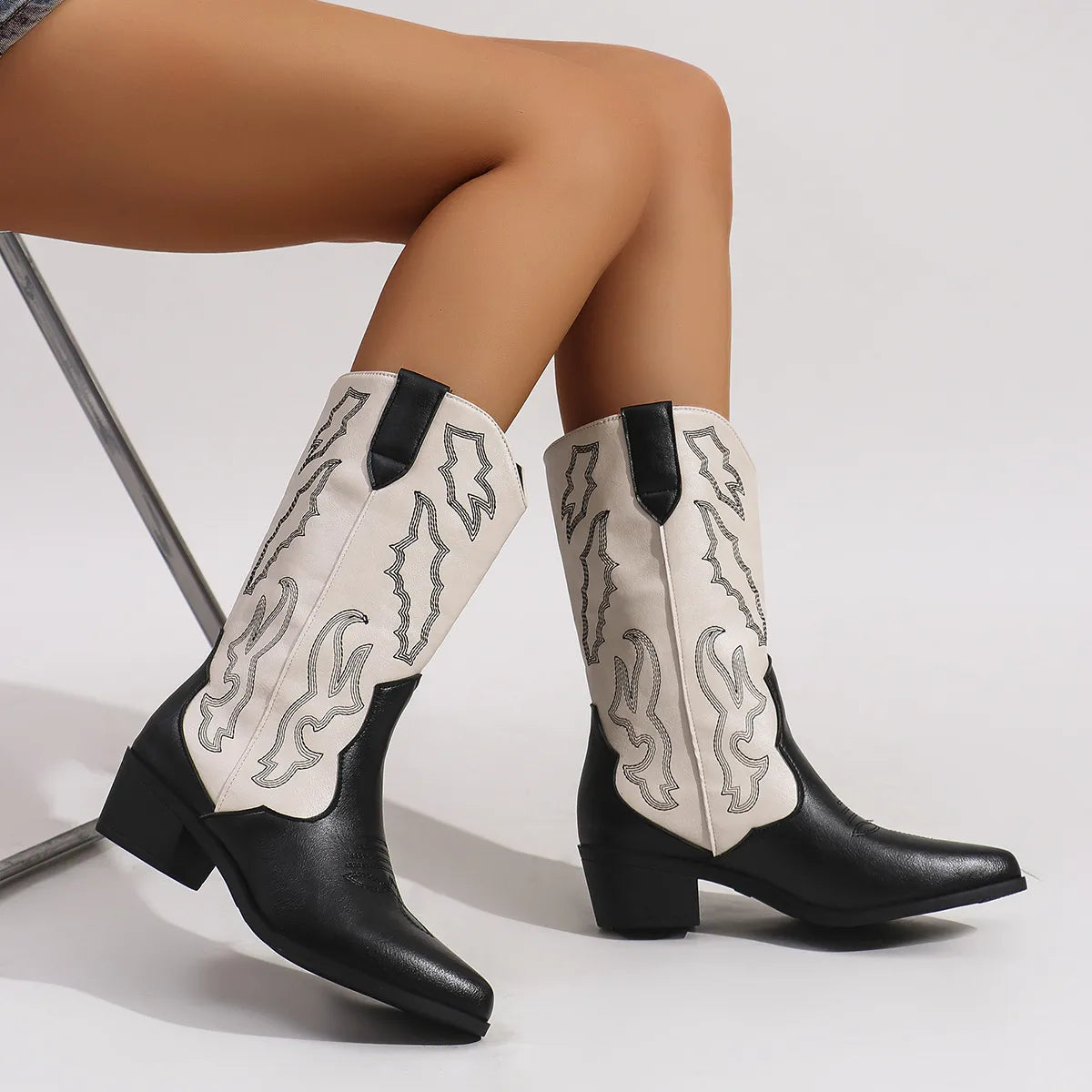 Point Toe Block Heels Boots