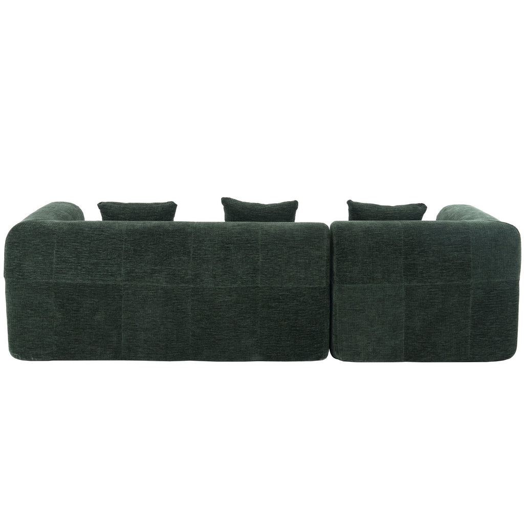 Modern Modular Sectional Sofa with Deep Seating, Green Chenille Fabric, 101.2'