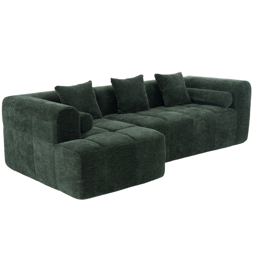 Modern Modular Sectional Sofa with Deep Seating, Green Chenille Fabric, 101.2'