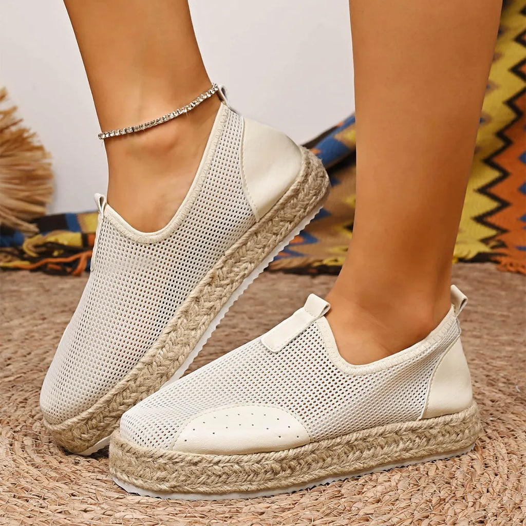 Mesh Espadrille Platform Slip-Ons