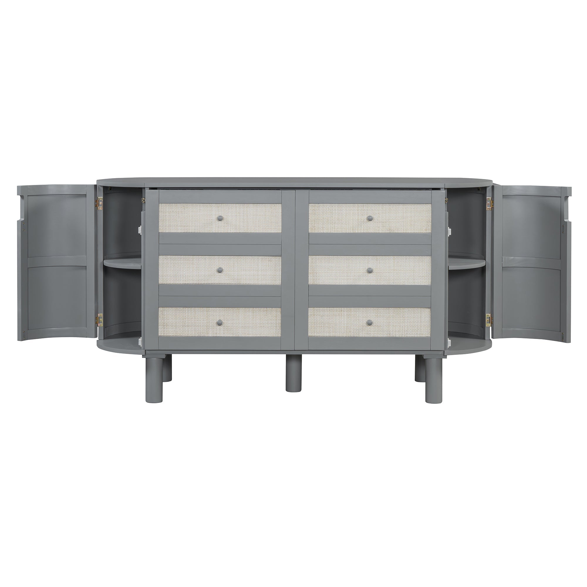 Full Murphy Bed with Hidden Storage & Modern Woven Design,Gray