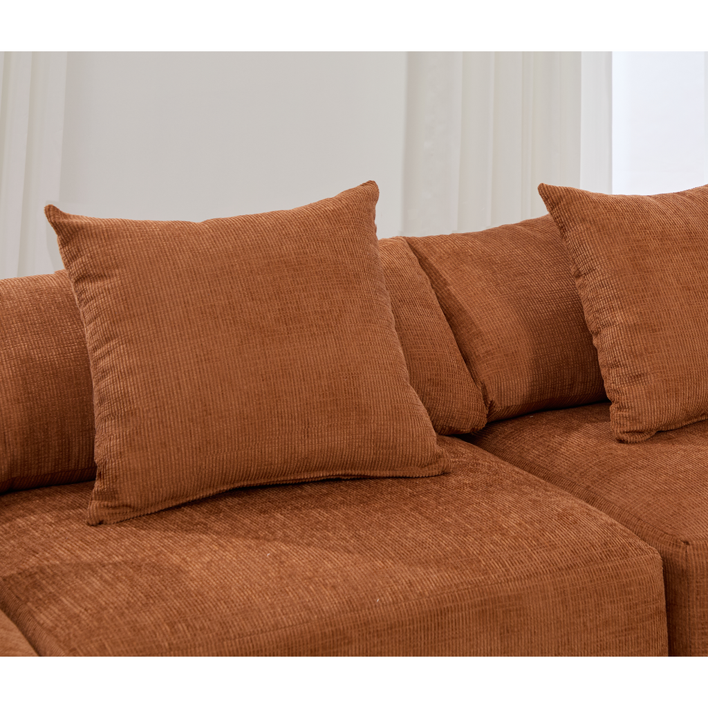 142' L Shaped Modular Sectional Sofa,No Assembly,5 Piece Couch, Convertible Sleeper Couch,Full-Compressed Couch,Free-Combined Couches,5 Seat & Ottoman,Chenille,Orange