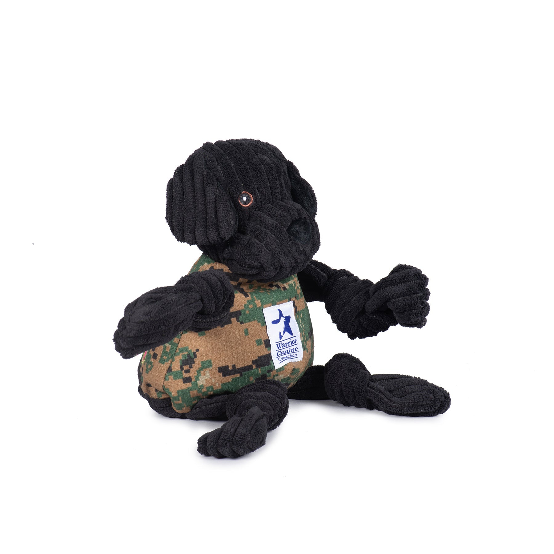 HuggleCause™, Warrior Canine Connection, Black Lab Luke Knottie® Plush Dog Toy, Large