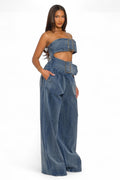 Denim Diva Belted Jumpsuit