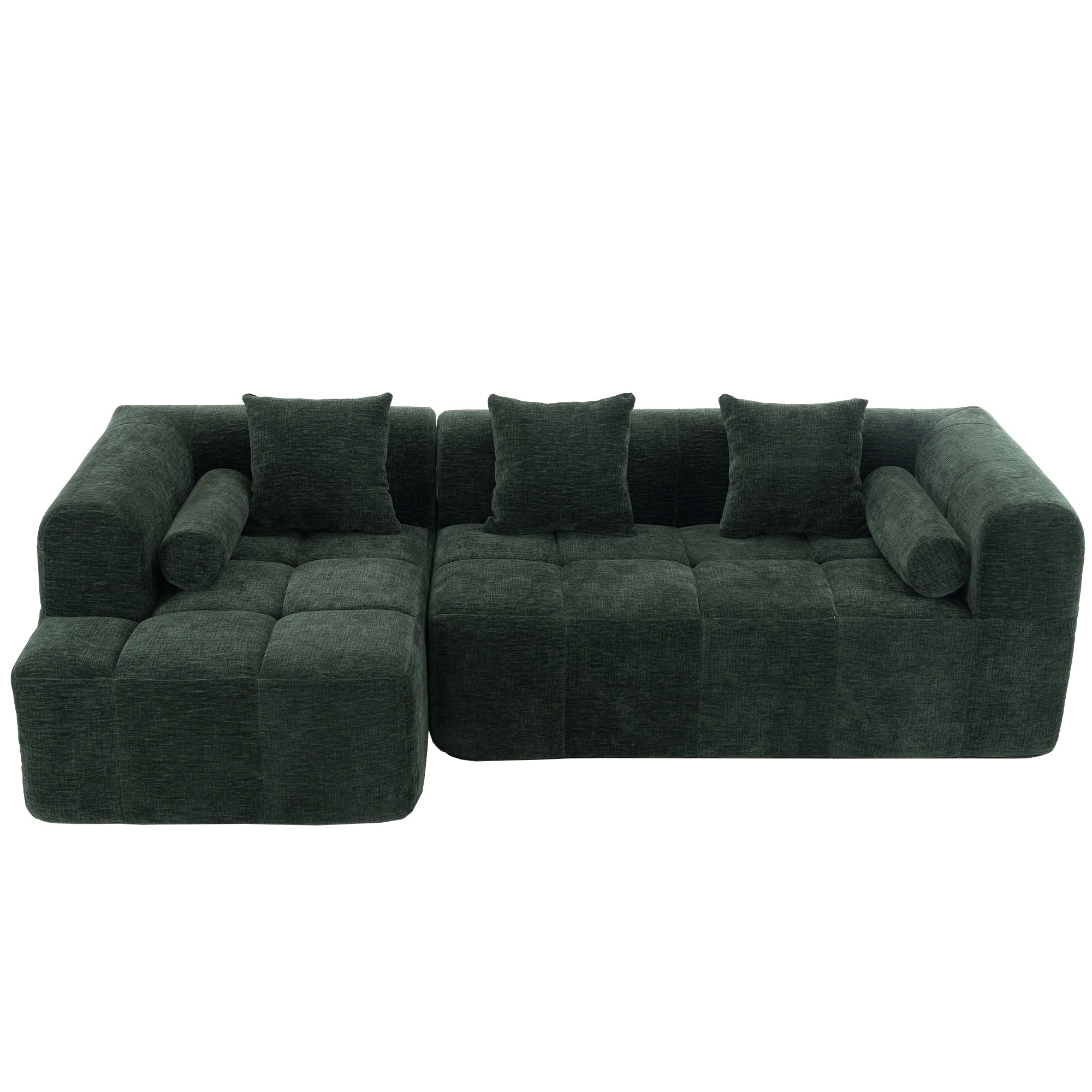 Modern Modular Sectional Sofa with Deep Seating, Green Chenille Fabric, 101.2'