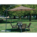 10 Foot Mocha Offset Patio Canopy Umbrella Rotates 360 Degrees
