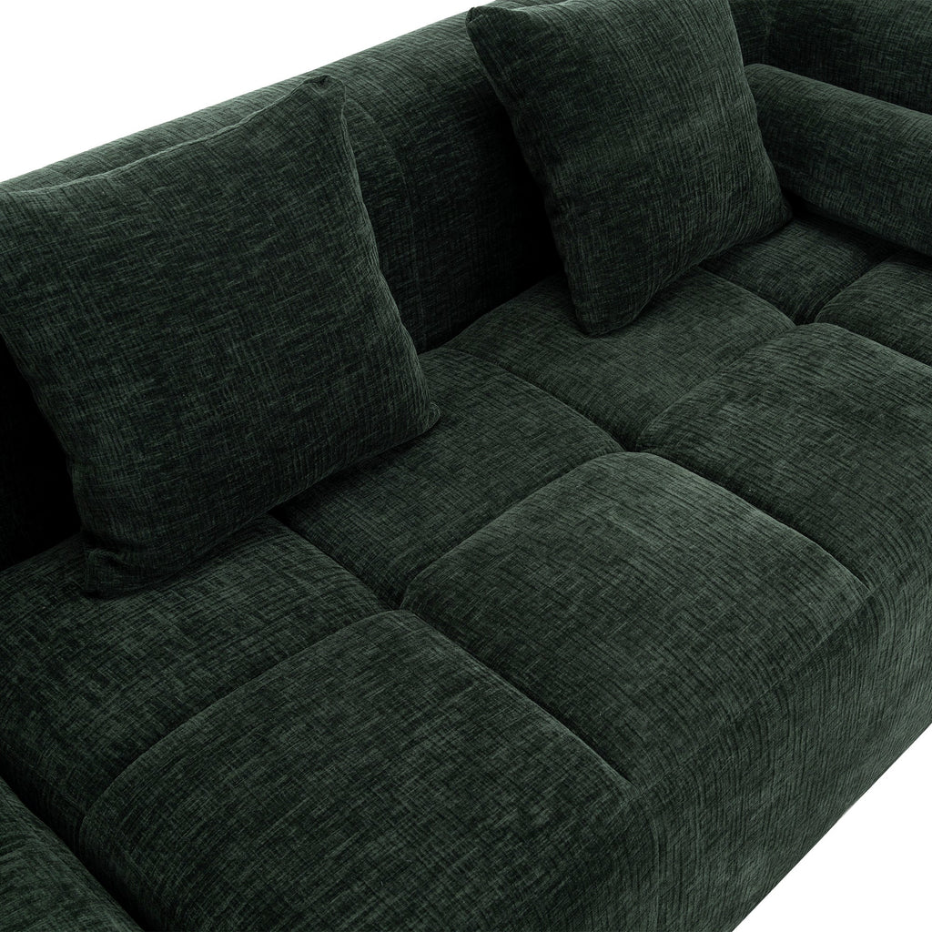 Modern Modular Sectional Sofa with Deep Seating, Green Chenille Fabric, 101.2'