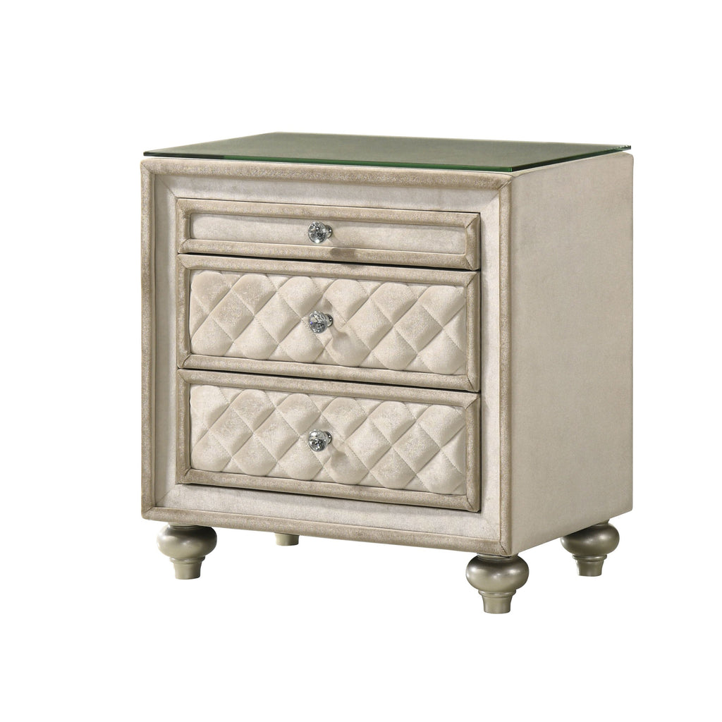 Beige 2-Drawer Nightstand