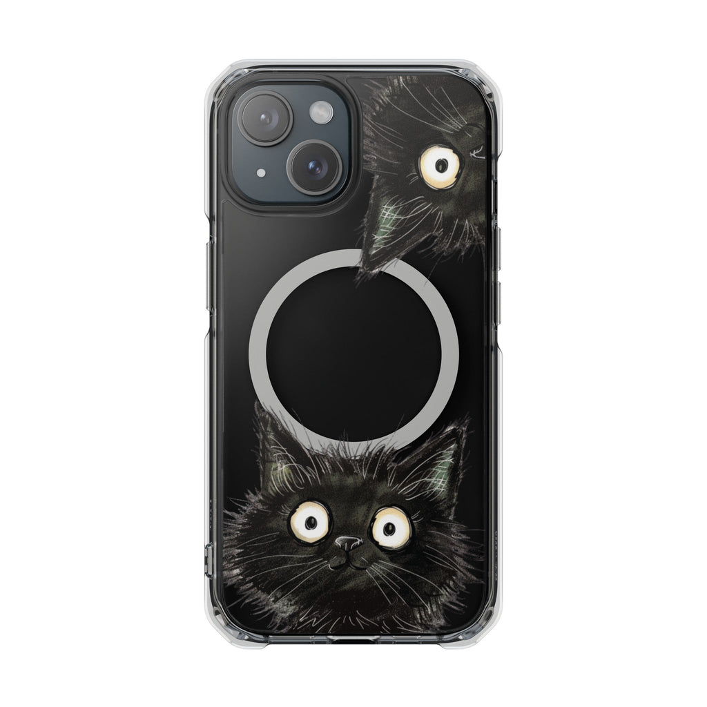 Curious Black Cat Magnetic Clear Case for iPhone Series