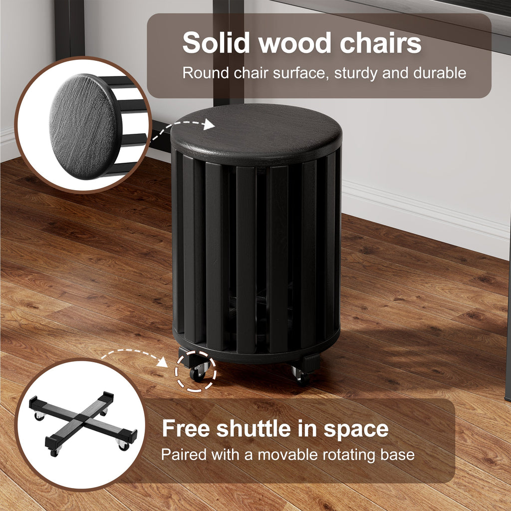 100% solid wood stackable stools set of 4, wooden stools, 18-inch stools, stacking stools, nesting tables, sturdy and durable, no installation required, top stackable round side table