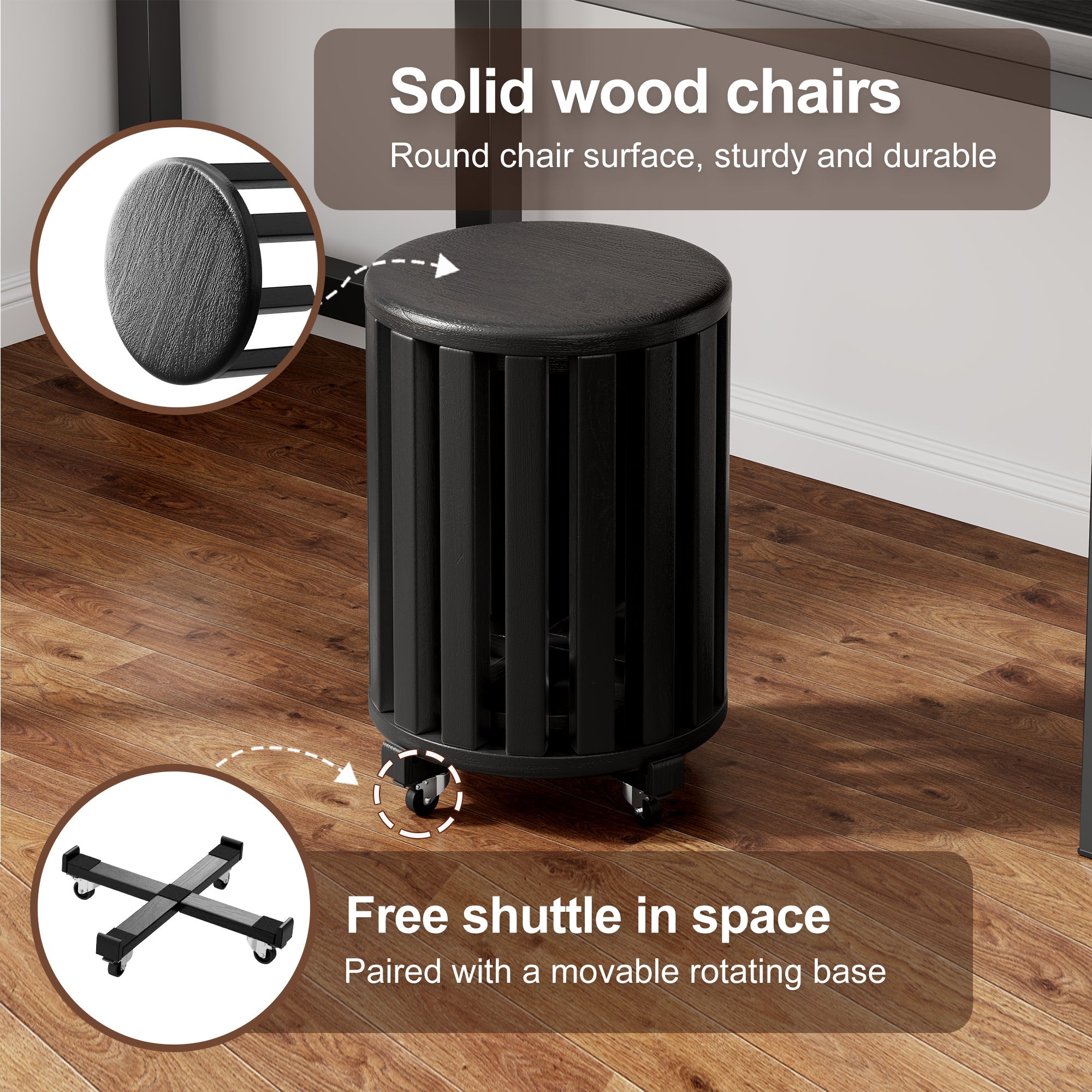 100% solid wood stackable stools set of 4, wooden stools, 18-inch stools, stacking stools, nesting tables, sturdy and durable, no installation required, top stackable round side table