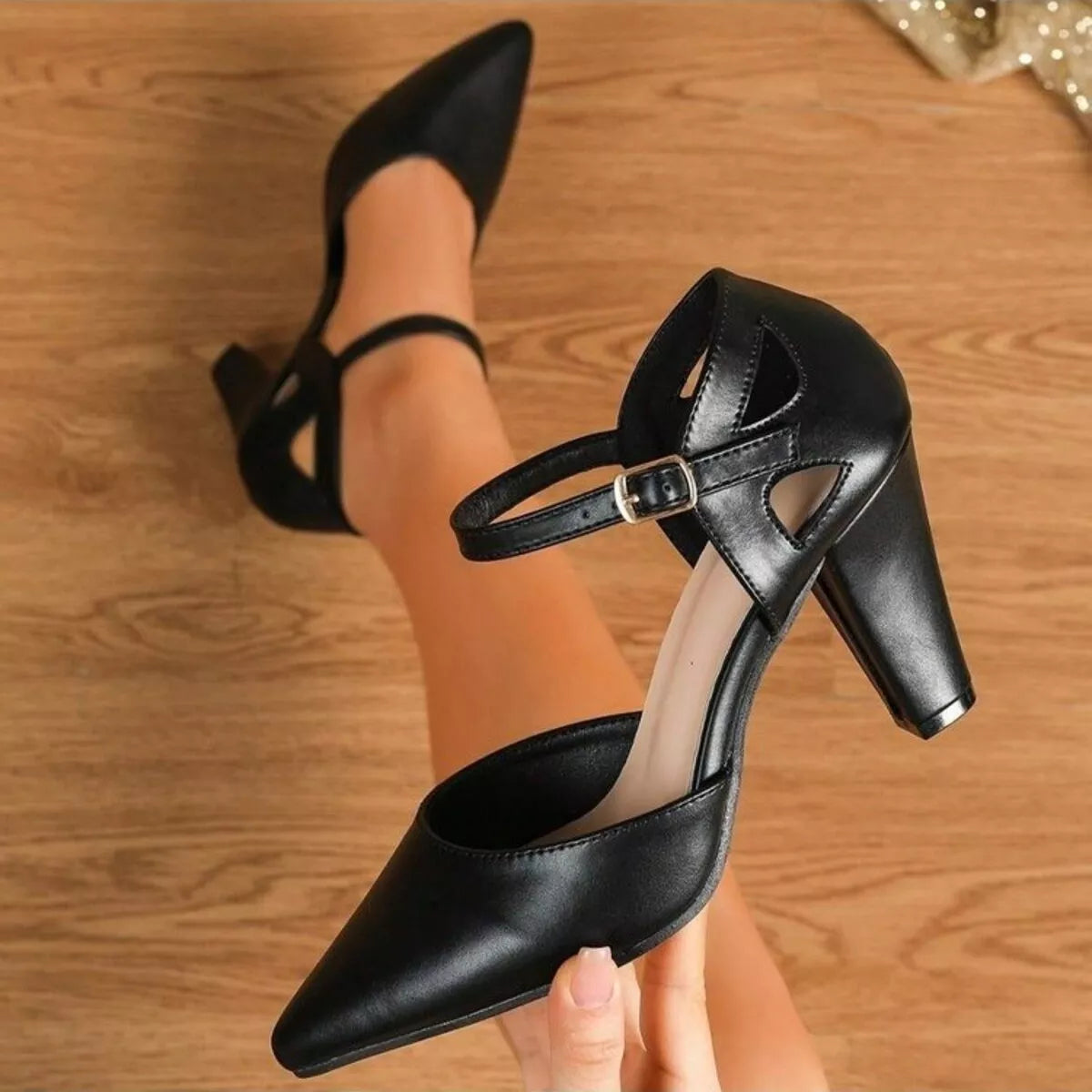 Point Toe Block Heels Pumps