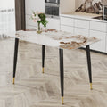 Modern minimalist dining table. A patterned SINTERED STONE tabletop with black metal legs. Suitable for kitchen and living room 50'*30'*30' F-001.W1151S00398