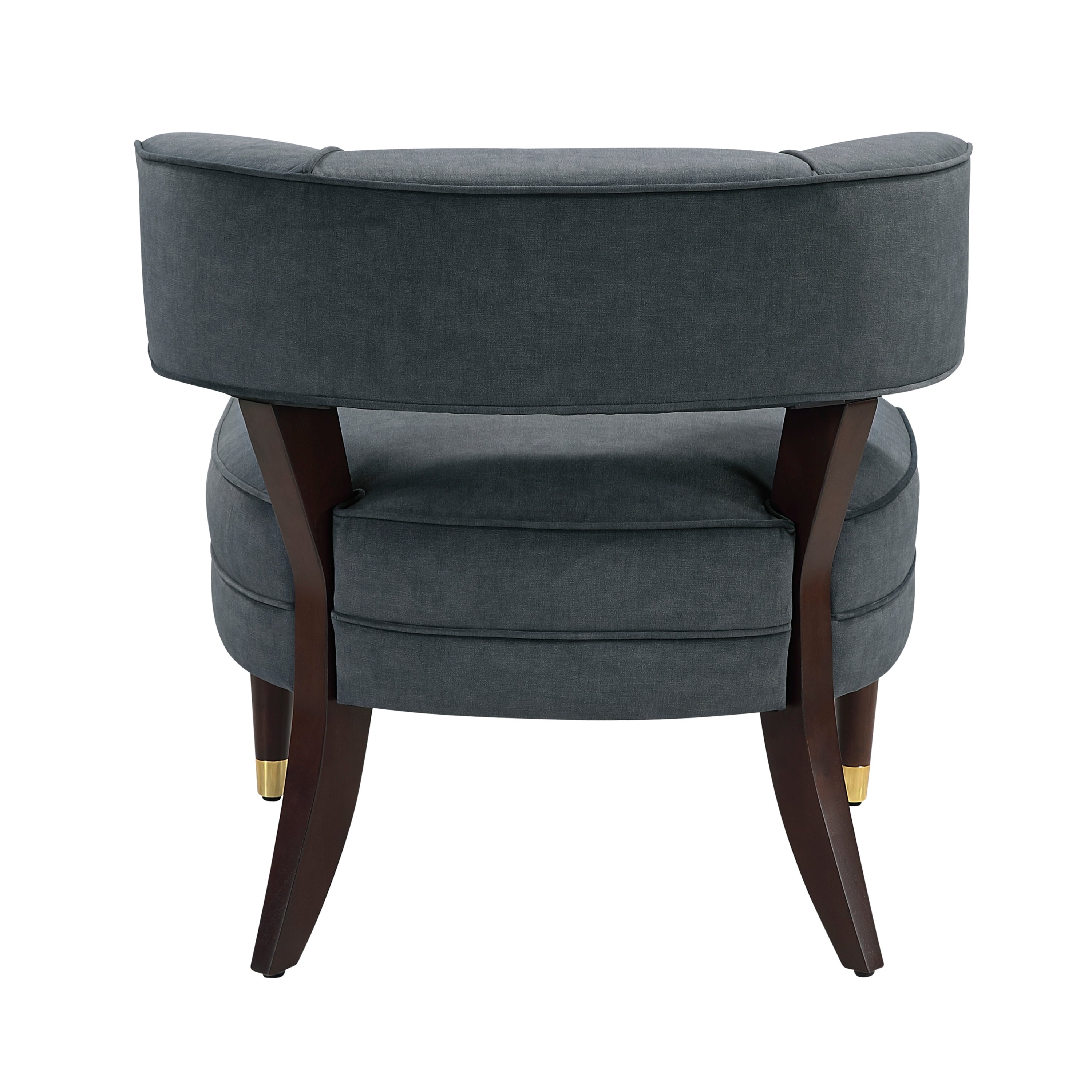 Elegant Style Accent Chair Dark Gray Velvet Upholstery Barrel-Back Solid Wood Luxury Living Room Furniture 1pc
