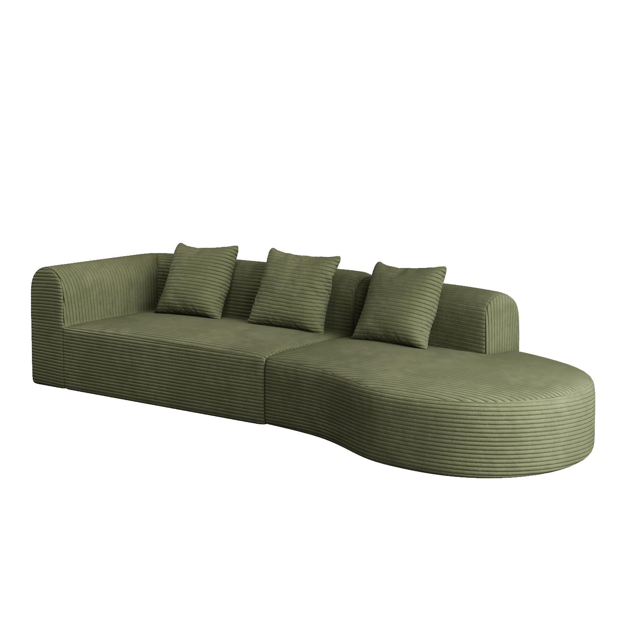 123*37 inch extra large deep modular sofa, cloud sofa 4-person sofa, can sit or lie down, living room corduroy modular sofa, no assembly required, green