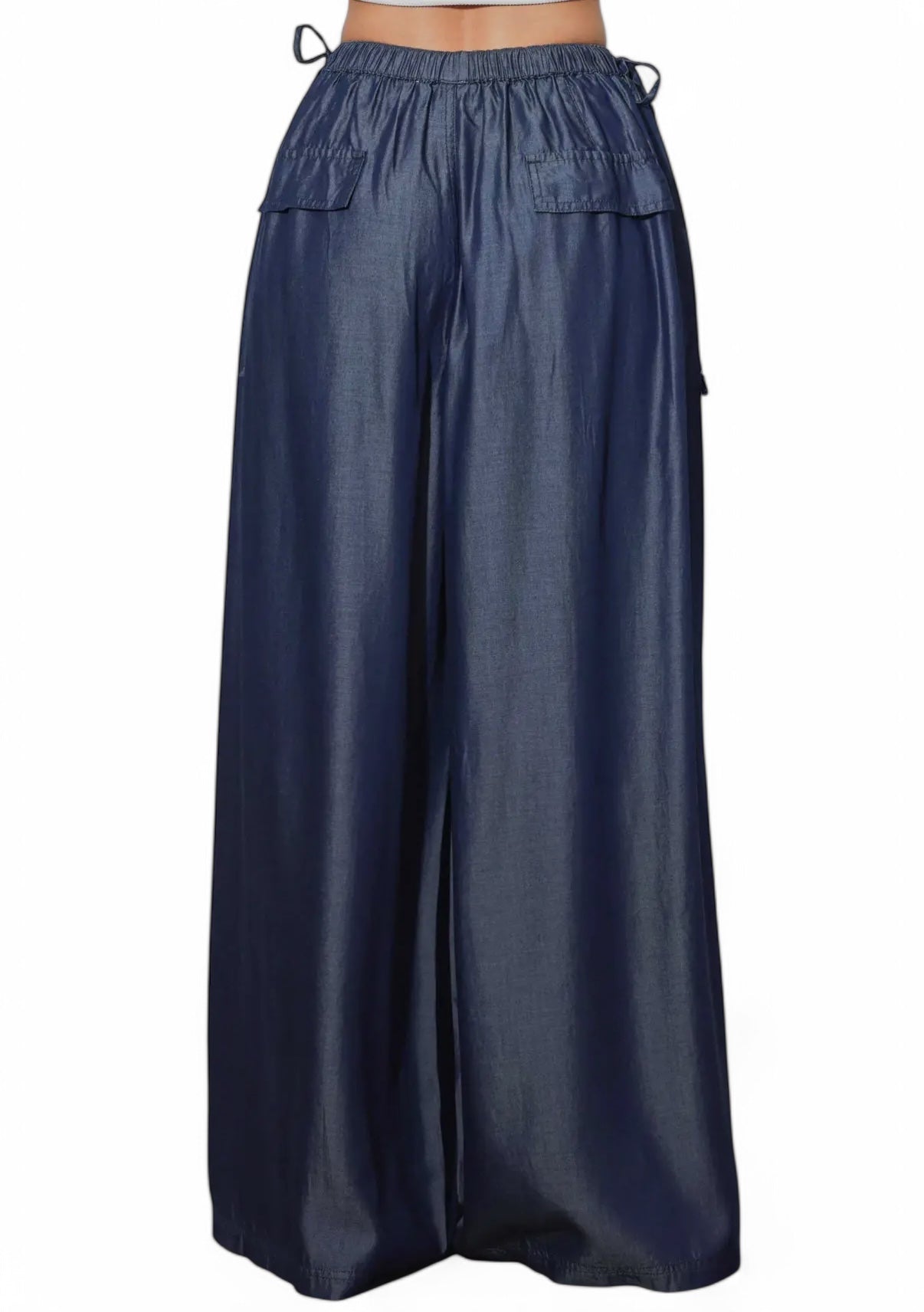 Tencel Palazzo Pants with Side Ribbon