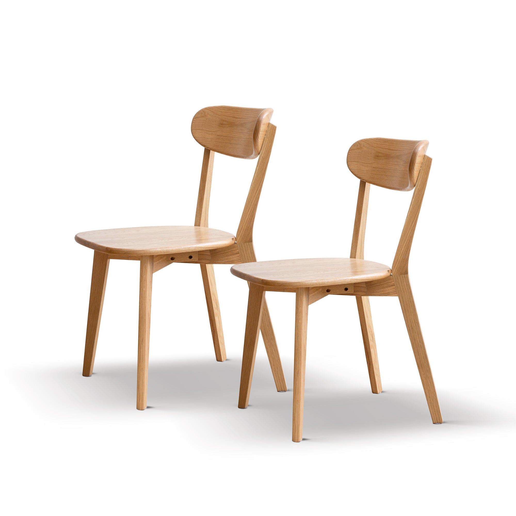 Natural Oak Dining Chair Set of 2 - Solid Wood, FAS Grade, 46.5 * 54 * 80cm
