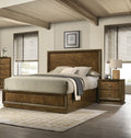 Walnut Color Transitional Style Twin Size Bed 2x Nightstands 3pc Set Bedroom Furniture Metal Knobs