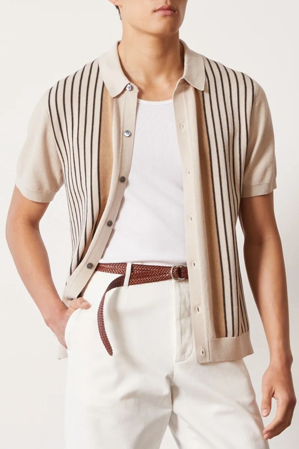 Striped Button Up Short Sleeve Shirt