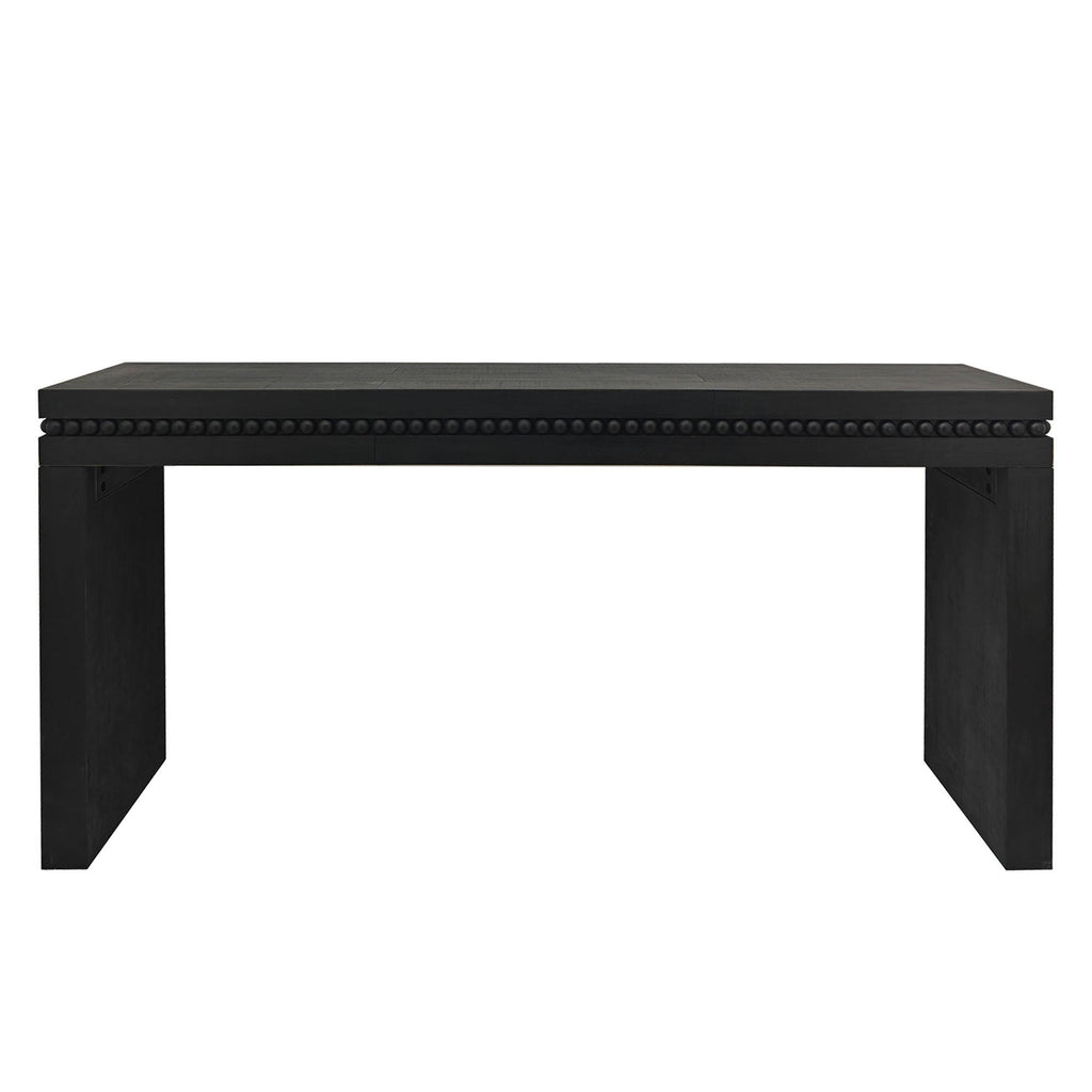 64in Modern Black Wood Console Table – Elegant Entryway Table with Decorative Beaded Trim