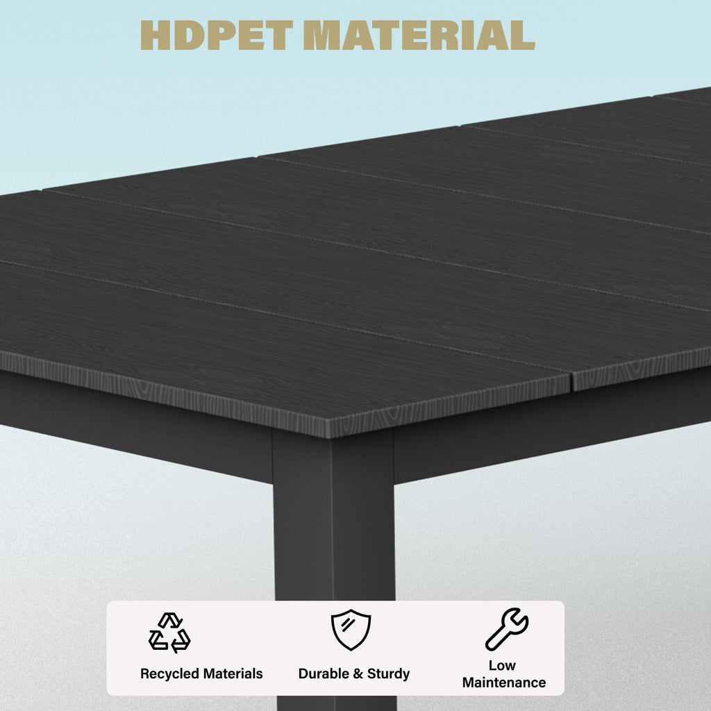 A single outdoor dining table that can be used in multiple scenarios