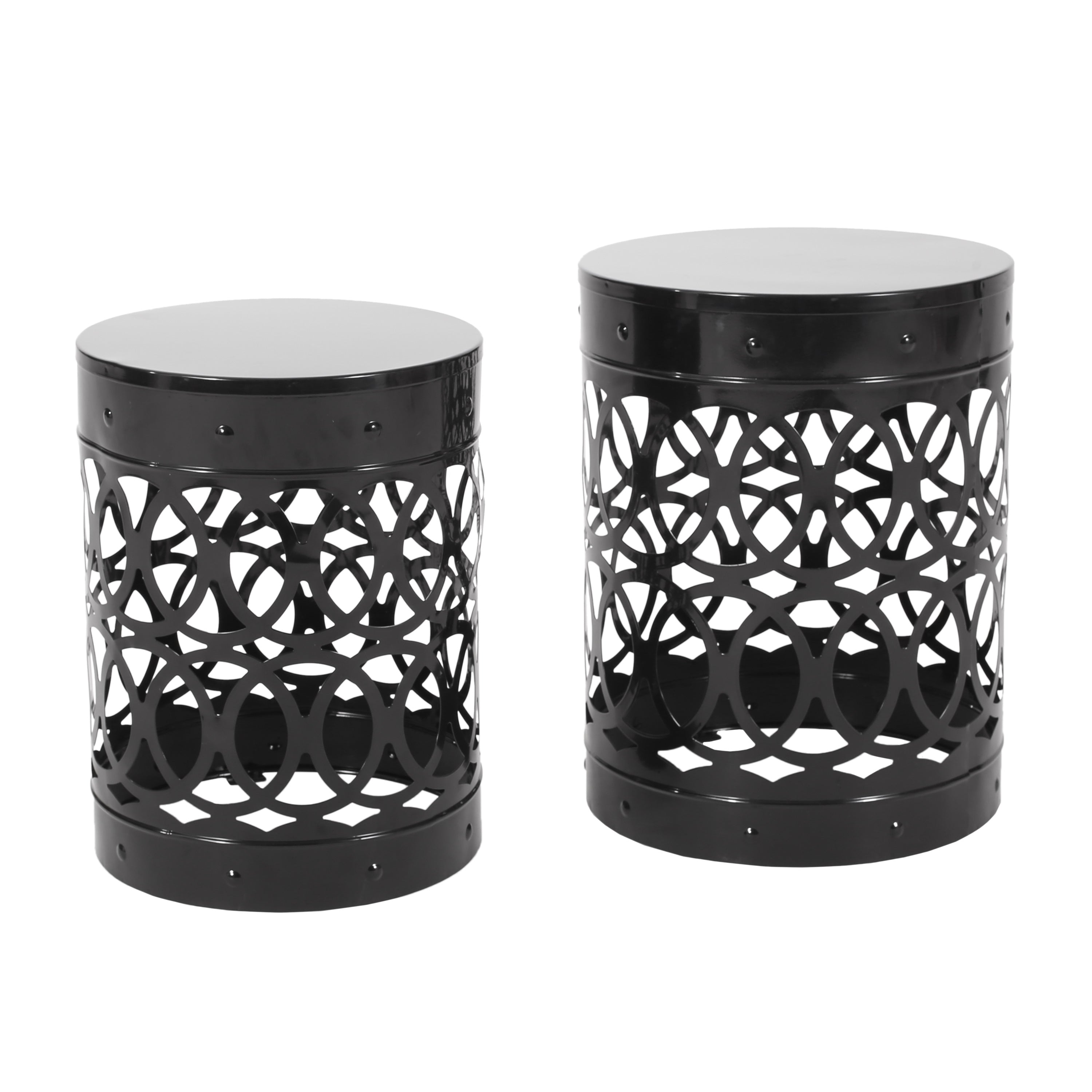 Delight Powder-coated Iron End Table, Set of 2, Black