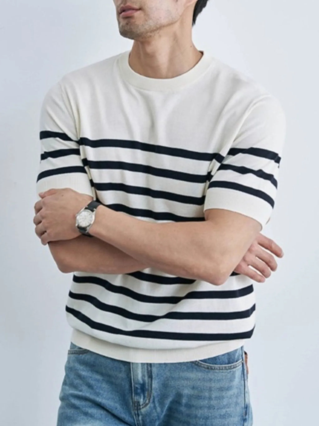 Classic Striped Short Sleeve Knit T-Shirt