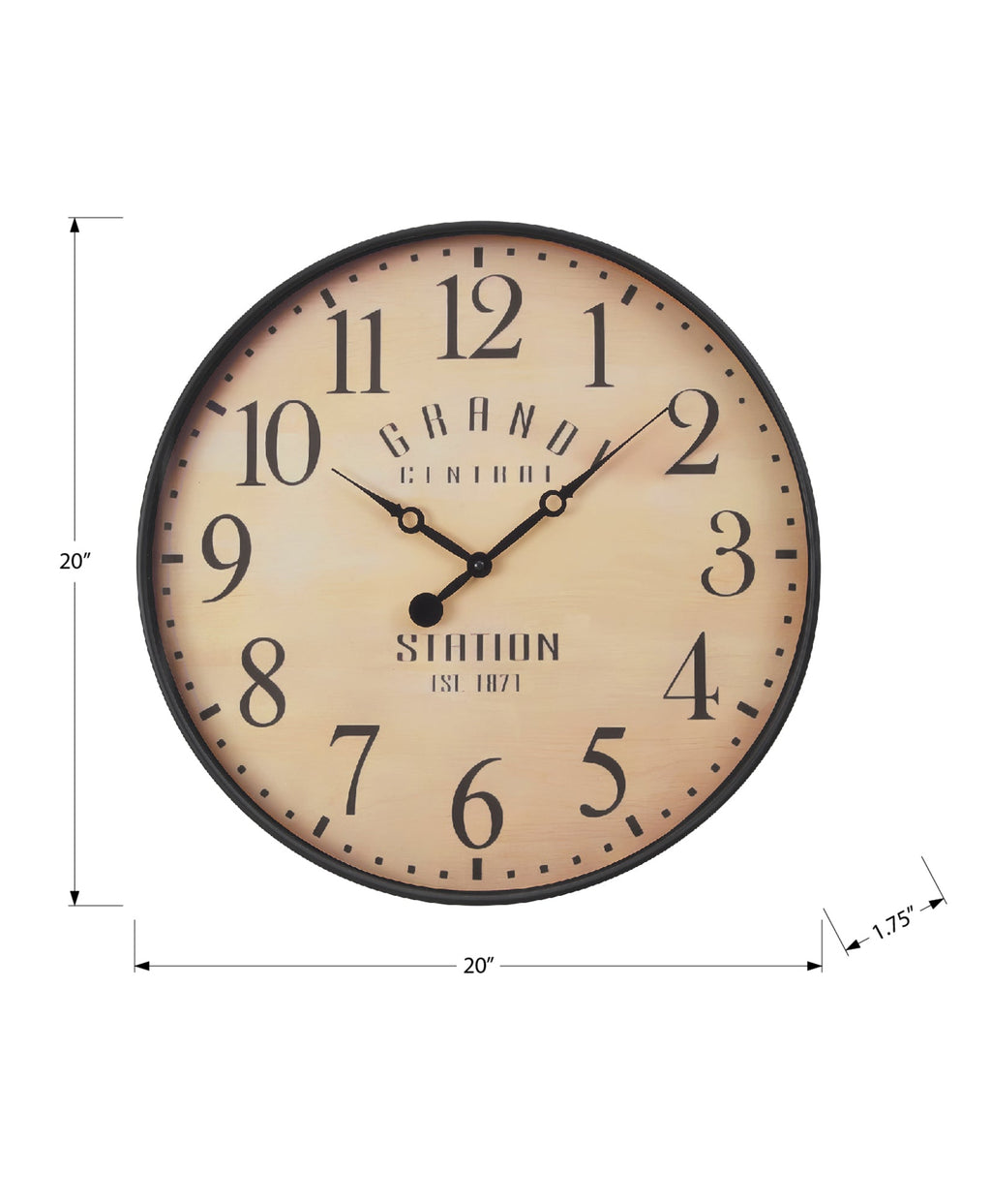 Clocks, 20' Round, Wall Clock, Antique Brown, Transitional