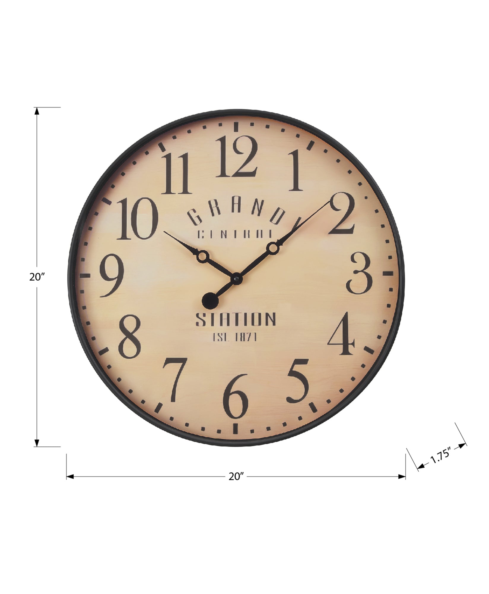 Clocks, 20' Round, Wall Clock, Antique Brown, Transitional