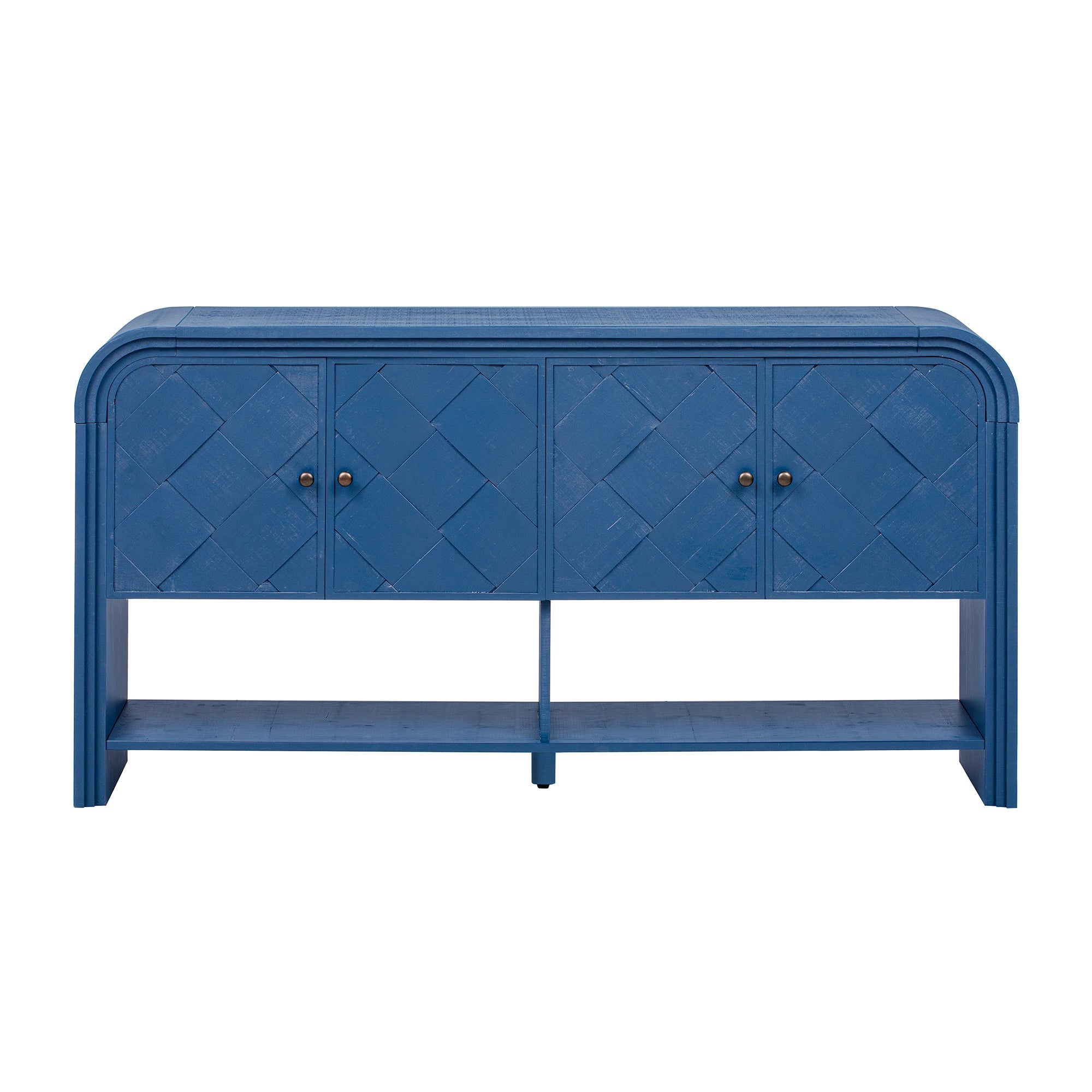 U_Style Versatile console table with Woven Wood Slats and Solid Wood Veneer,Suitable for Entryway, Hallway, Living Room,Foyer,Corridor