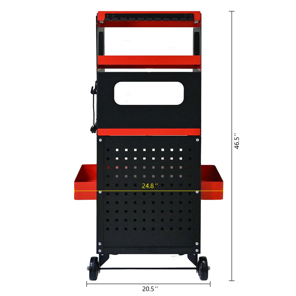4 Level Multi-Purpose Trolley for Diagnostics - Black + Red