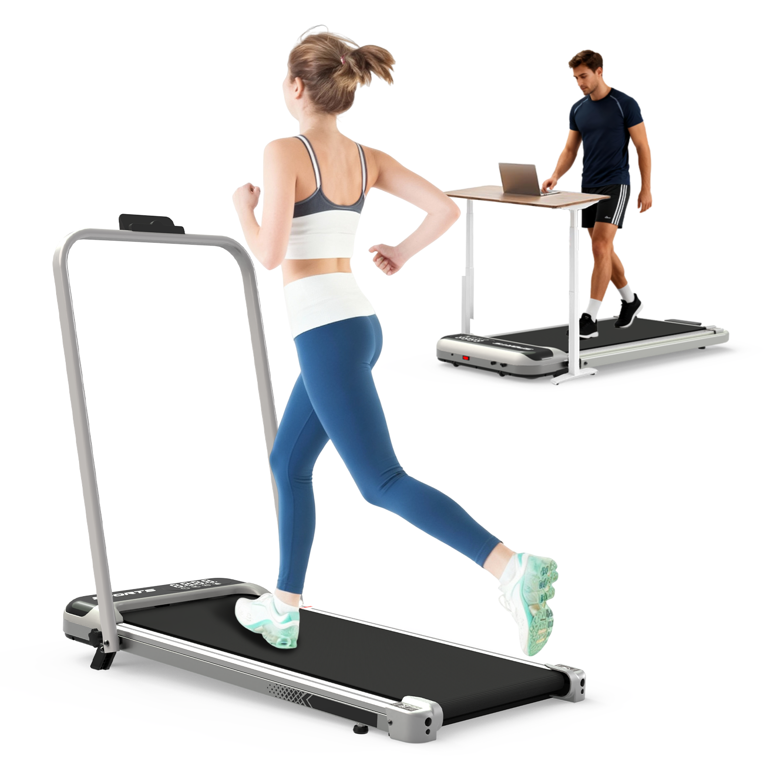 3 in 1 Under Desk Treadmill with Incline,Foldable Treadmills for Home, Walking Pad with Handle Bar for Walking and Jogging, with Remote Control & LED Display