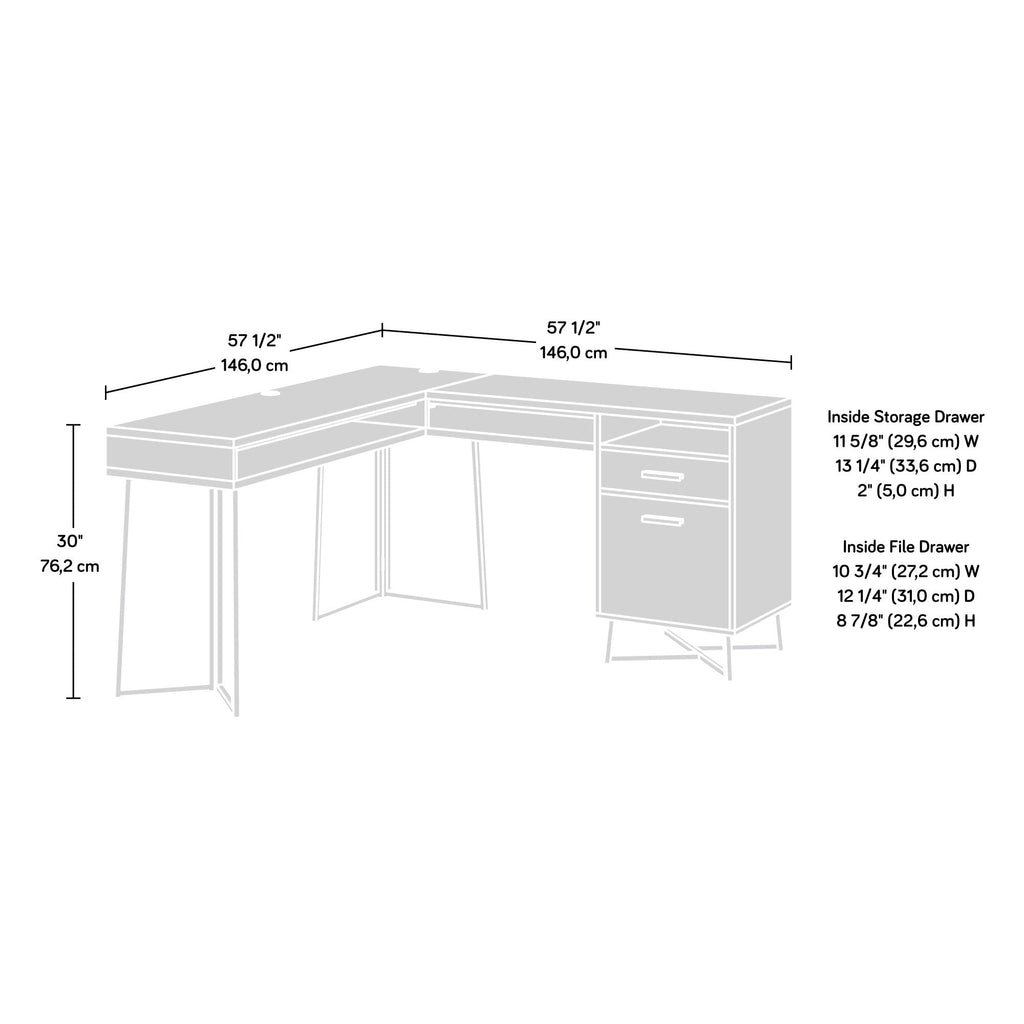 L-Shaped Desk, Dark Walnut finish