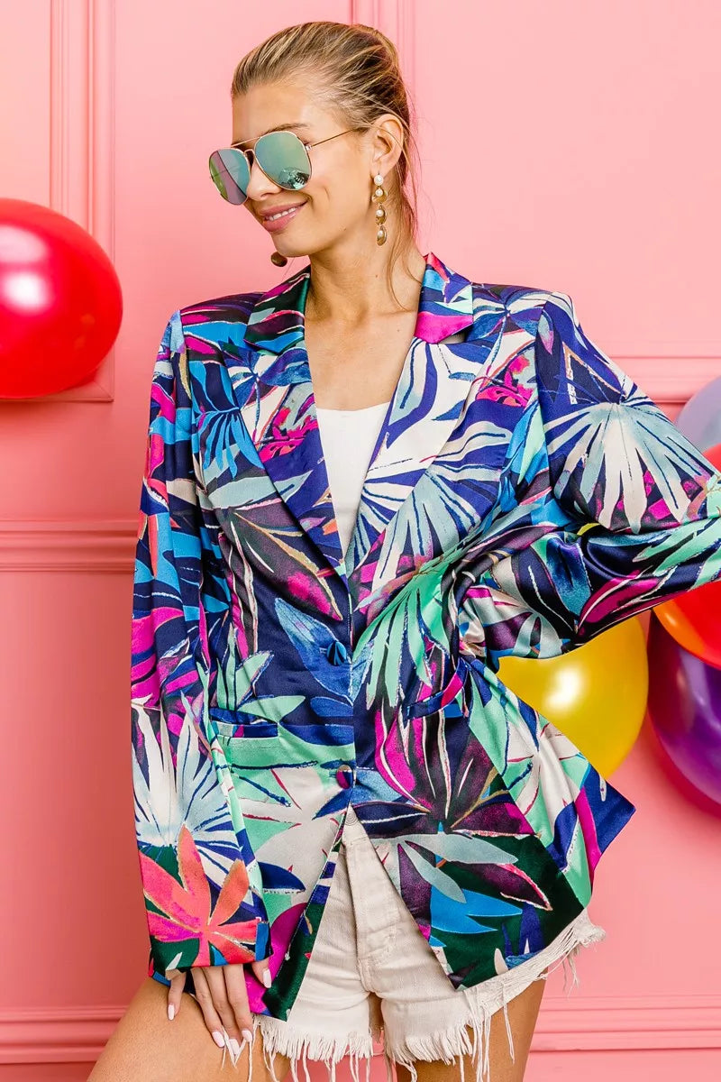 BiBi Thin Satin Tropical Single Blazer