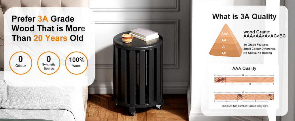 100% solid wood stackable stools set of 4, wooden stools, 18-inch stools, stacking stools, nesting tables, sturdy and durable, no installation required, top stackable round side table