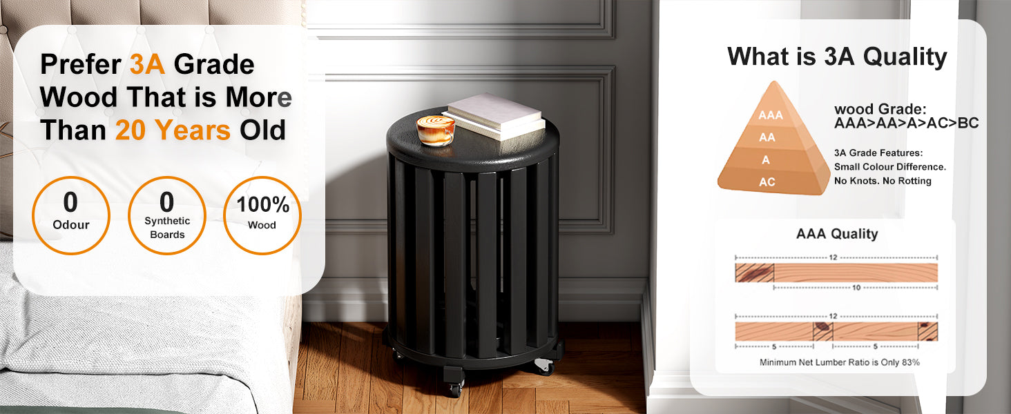 100% solid wood stackable stools set of 4, wooden stools, 18-inch stools, stacking stools, nesting tables, sturdy and durable, no installation required, top stackable round side table