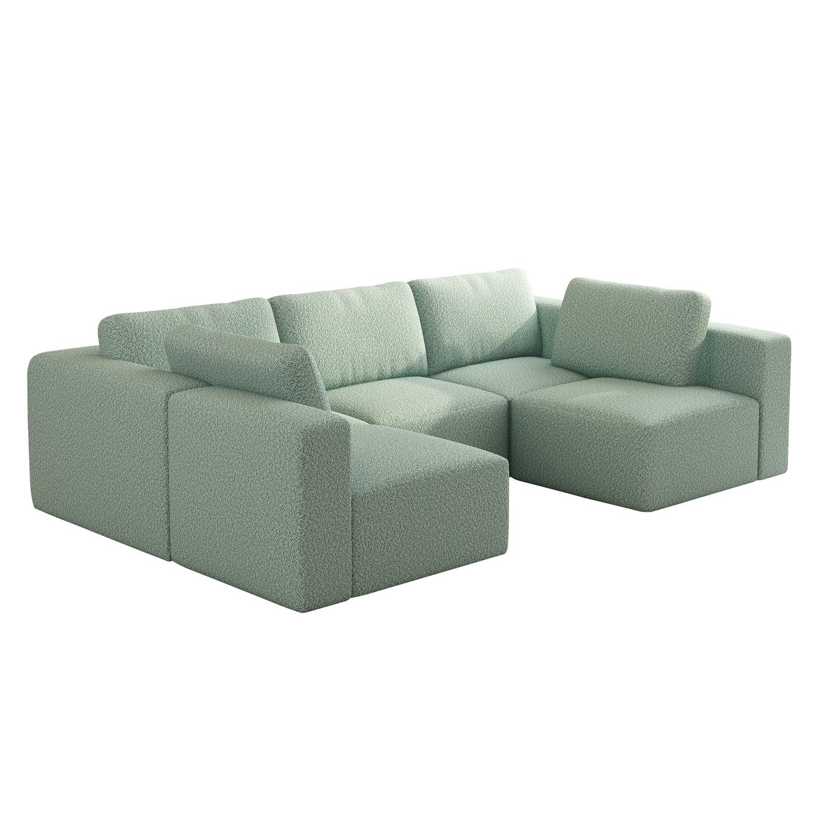 104.32*70.86 Modular Sectional Sofa Sleeper Couch, Sectional Sofa with Chaise and Ottoman, Convertible U Shaped Modular Sofa Set. Compressed spon, Light Green (Combo 3A+2B)