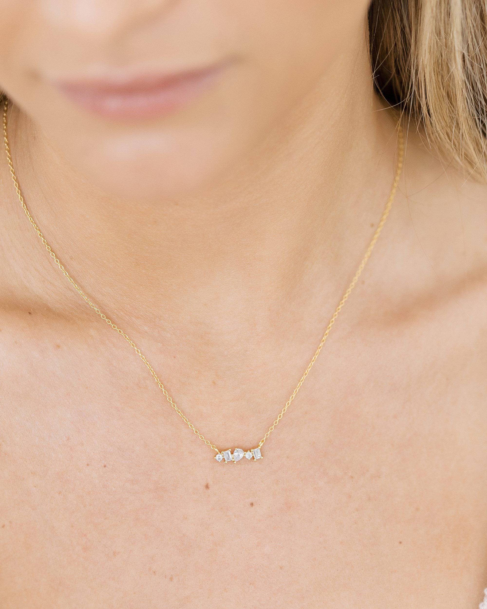 Gold Crystal Bar Necklace