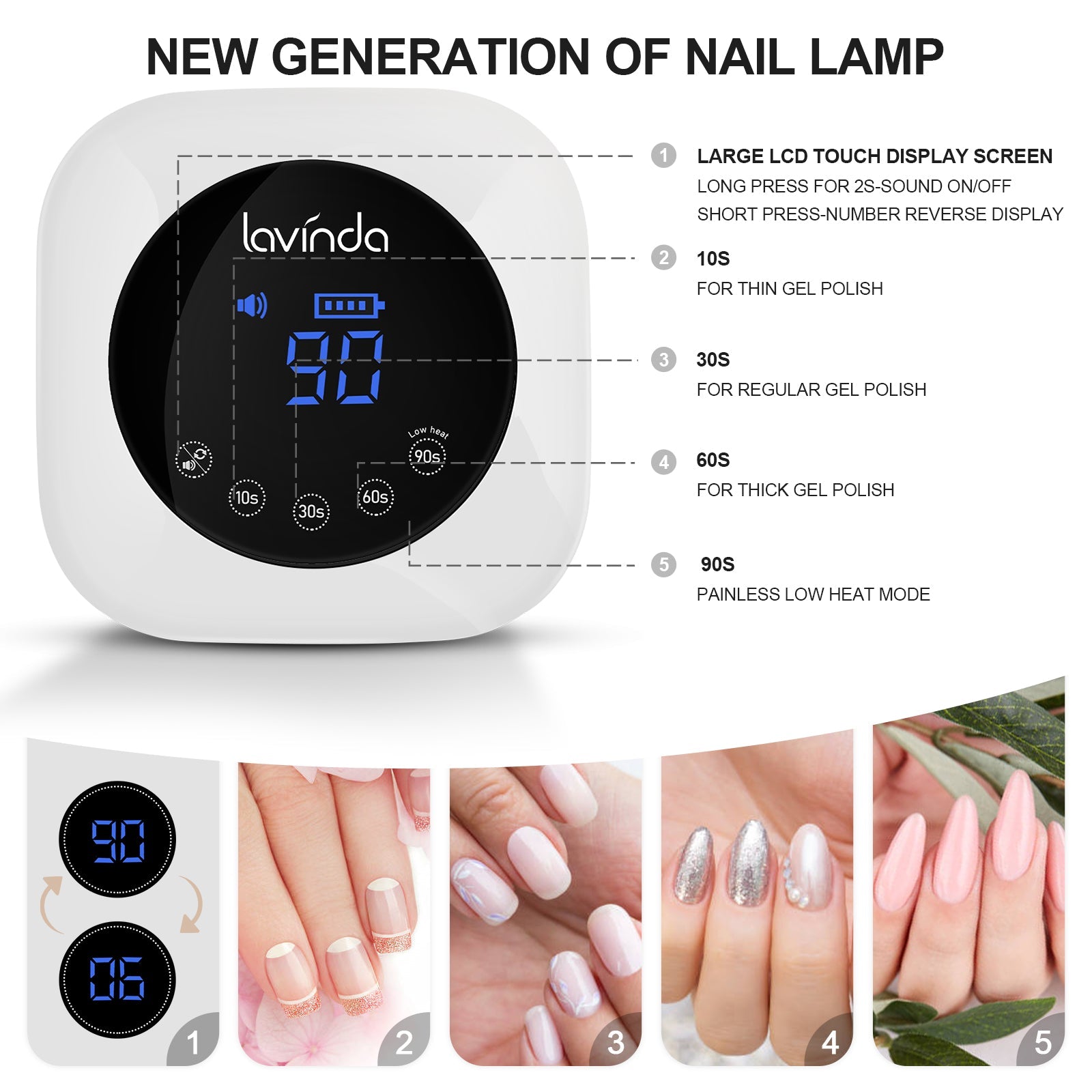 Crown™ Nail Lamp - White - 54W Rechargeable UV/LED