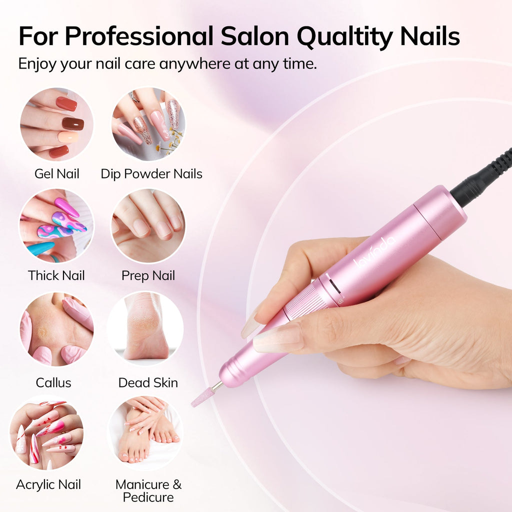 Wand™ Ease Nail Drill - Metallic Pink - 35,000 RPM Rechargeable