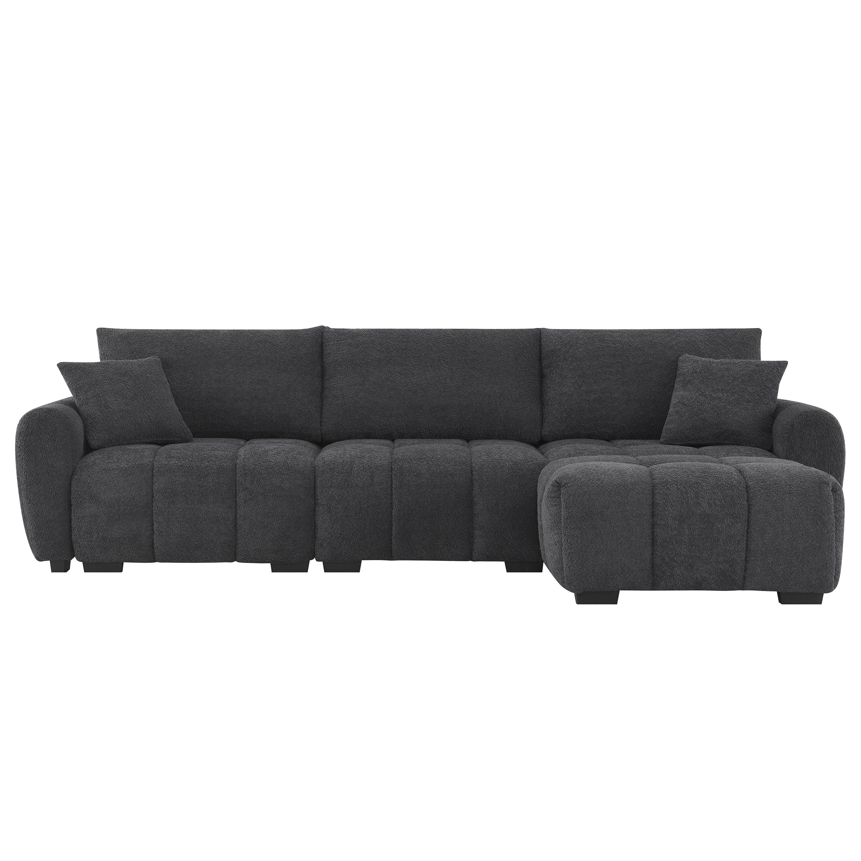 110' Modular Sectional Sofa, L Shape with Extra-large Seat, Pull-line Design, Movable Ottoman, High Density Foam, Free Combination, Sturdy Metal&Wood Frame, Boucle Fabric, 3 Colors
